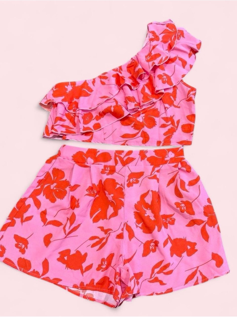 SHEIN 2 piece pink floral print set